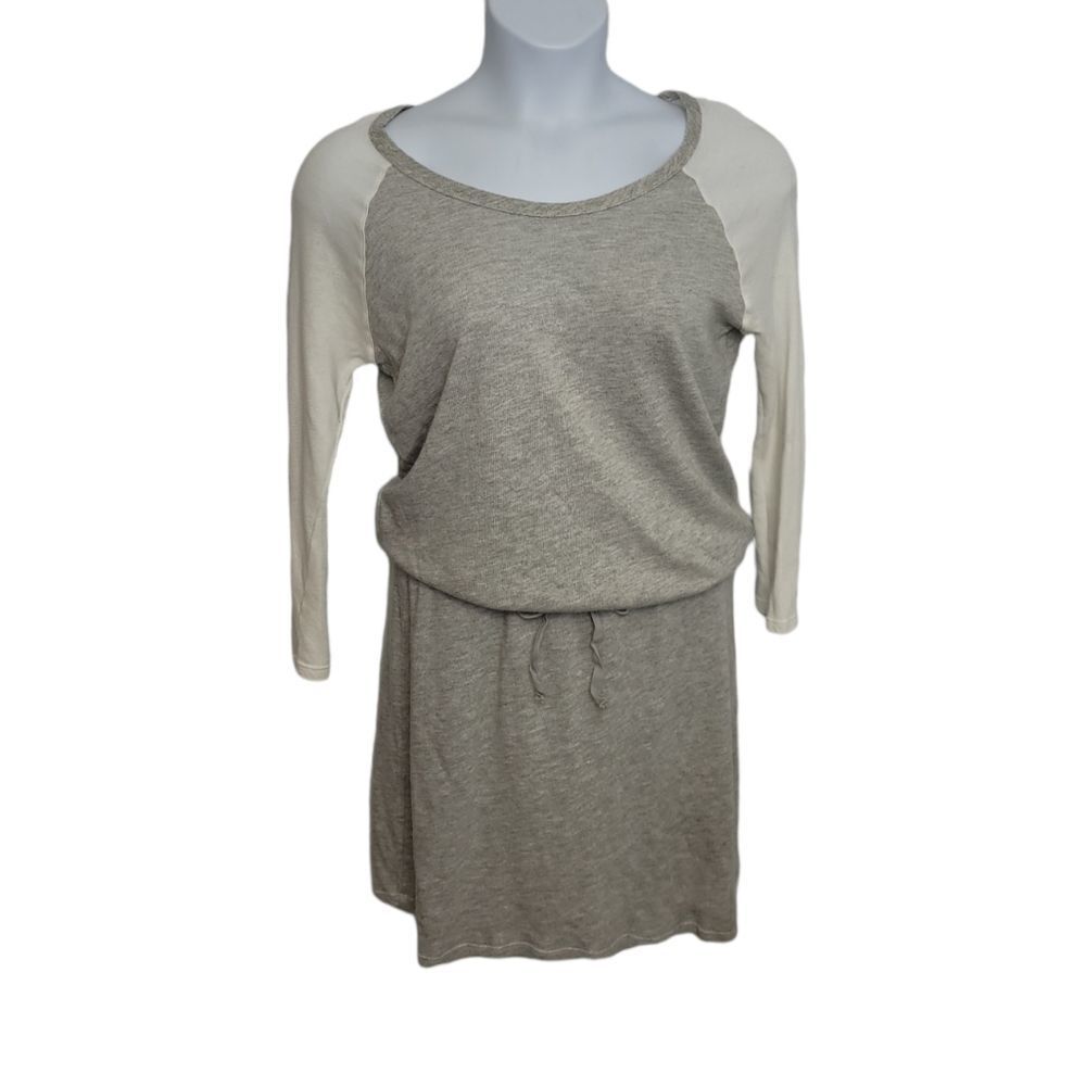 SUNDRY jersey dress raglan long sleeve drawstring‎ waist gray 2/M